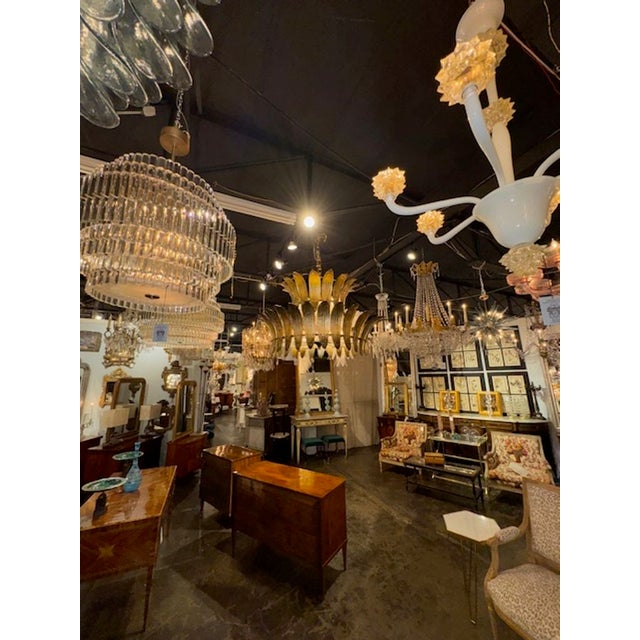 Murano Glass 2-Tier Palm Leaf Chandelier For Sale - Image 4 of 6