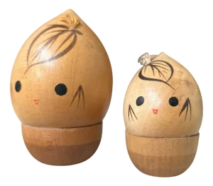 Acorn Kokeshi, Japan, 1970s, Set of 2