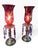 Victorian Vintage Hollywood Regency Red Glass & Crystal Prism Boudoir Lamps, Pair For Sale - Image 3 of 8