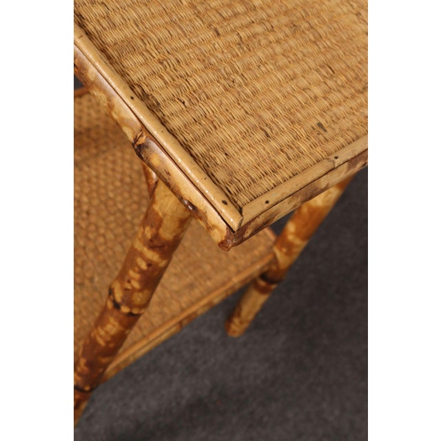 Antique Aesthestic Movement Victorian Burnt Bamboo Tortoise Shell Side Table For Sale - Image 11 of 14