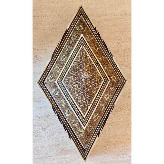Antique Middle Eastern Marquetry Jewelry Box With Brass Inlay, Circa 1920 For Sale - Image 13 of 13