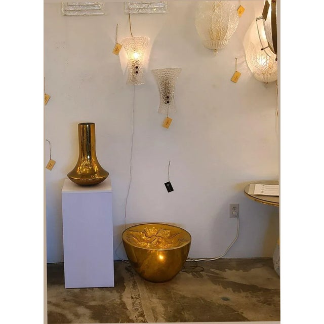 Very large gold Murano glass "Volcano" lamp made in Italy in the 1990s, by Carlo Nason for Mazzega Italy. The Murano Mid...