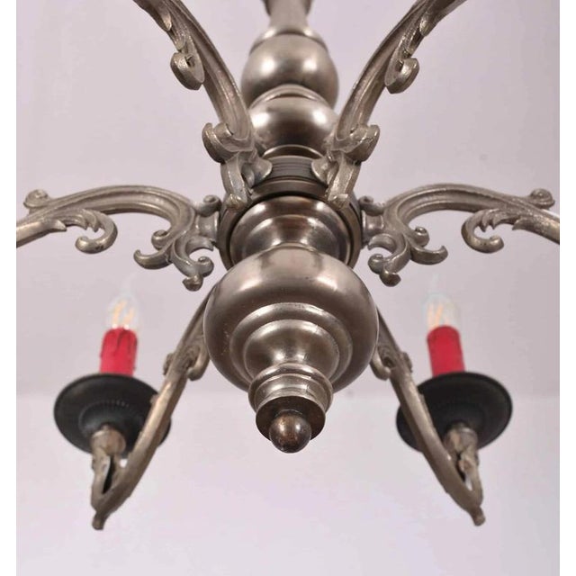 Antique Metal 6-Arm Chandelier For Sale - Image 6 of 6