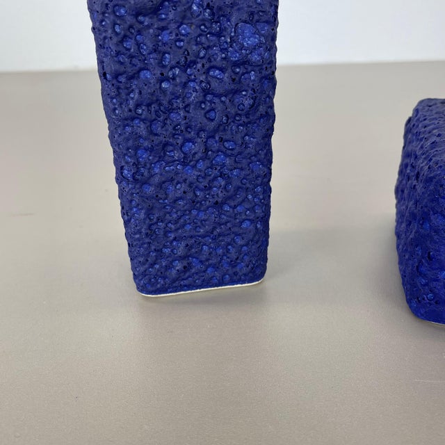 Abstract Colorful Pottery Blue Vase from Silberdistel, W. Germany, 1970s For Sale - Image 6 of 18