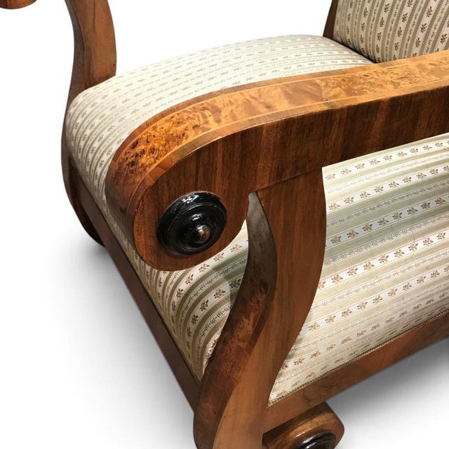 Biedermeier Tall-Back Armchairs with Floral Marquetry, 1830, Set of 2 For Sale - Image 9 of 14