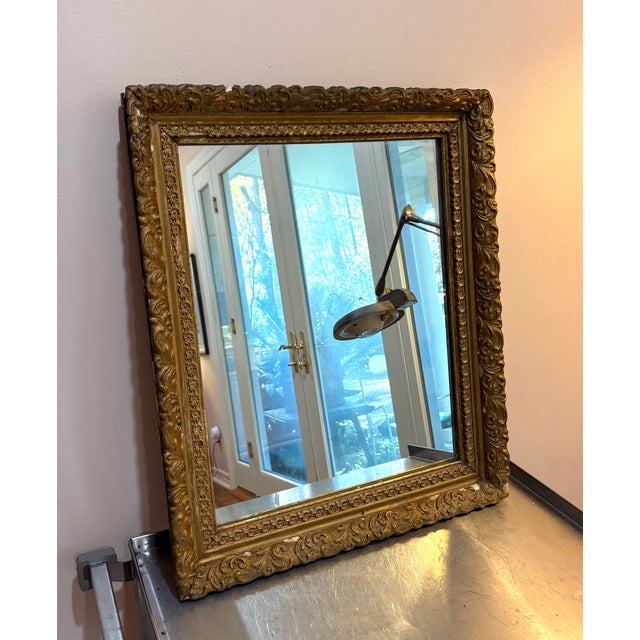 Art Deco 1930s-40s Rectangular Giltwood Wall Mirror For Sale - Image 3 of 3