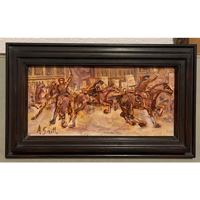 Arthur Smith, Street Riot Oil Painting Mounted Police WPA artist Social Justice Americana Art For Sale In Miami - Image 6 of 12