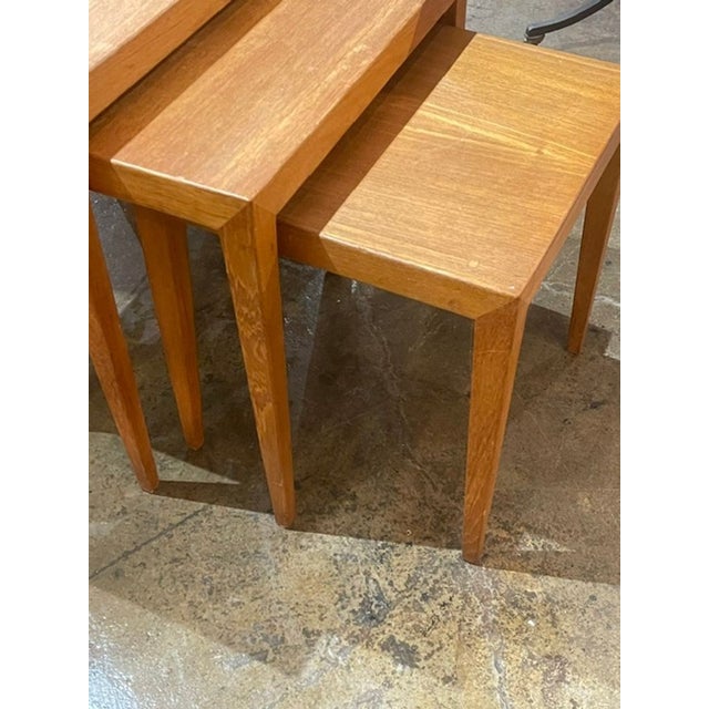 Mid 20th Century Set of Vintage Danish Oak Nesting Tables For Sale - Image 5 of 8