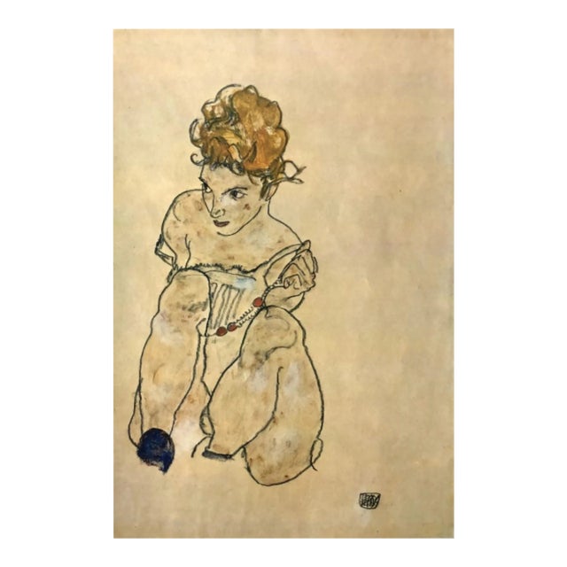 1981 Egon Schiele 34 Erotic Drawings Seated Woman For Sale