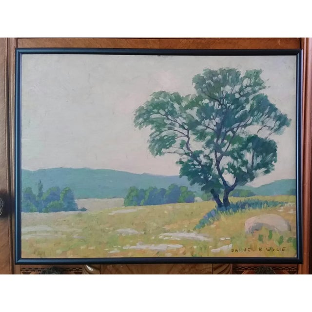 Early 20th Century Antique Signed Samuel B. Wylie Woodstock Summer Landscape Oil on Board Painting, Framed For Sale - Image 4 of 4