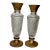 Mid-Century Bohemian Diamond Cut Crystal Gilt Decorated Vases - a Pair For Sale