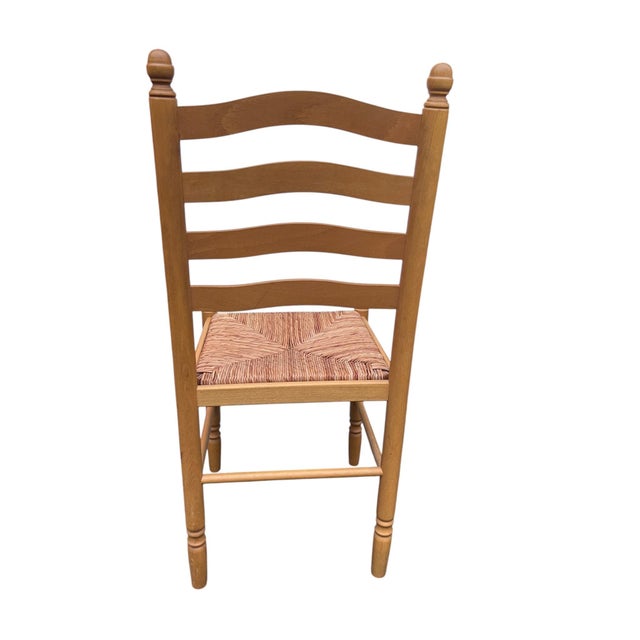 Italian Country Ladder Back Dining Chairs With Woven Rush Seats – Set of 4 For Sale - Image 13 of 18