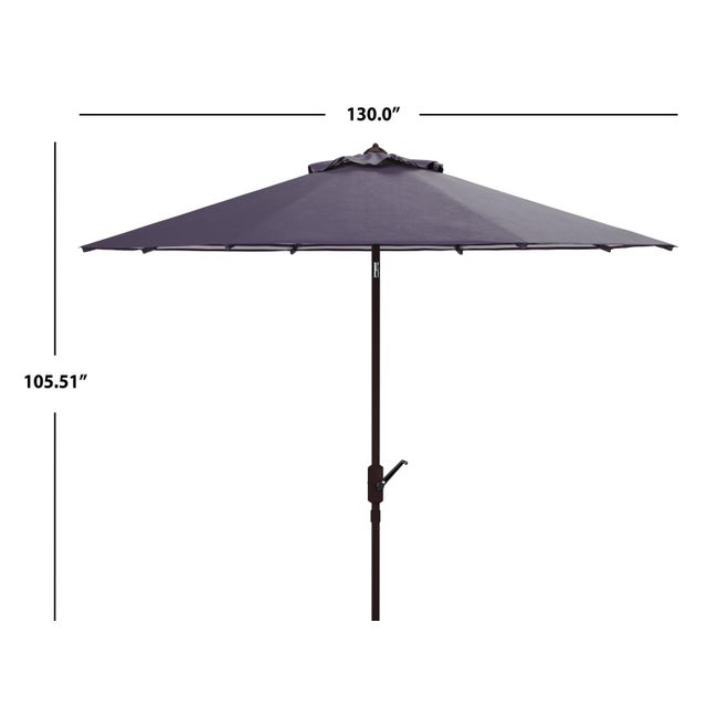Traditional Athens 11Ft Round Crank Umbrella, Navy & White For Sale - Image 3 of 5