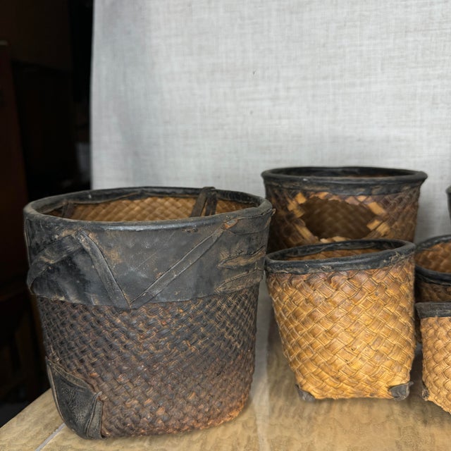 Early 20th Century Central African Graduated Nesting Basket Set, 12 Pieces With Original Stopper For Sale In Columbia, SC - Image 6 of 12