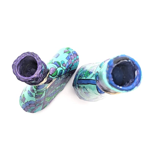 Vintage Mexican Hector & Abelardo Ruiz Papier Mâché Candle Holders, a Pair For Sale - Image 9 of 11