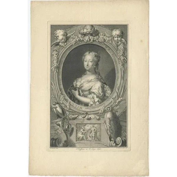 Antique portrait titled 'anna, kroonprinsesse van grootbrittanje, gemalinne van willem de iv, prins van oranje'. Beautiful...