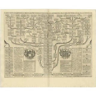 Antique German Genealogy Chart, 1732 For Sale