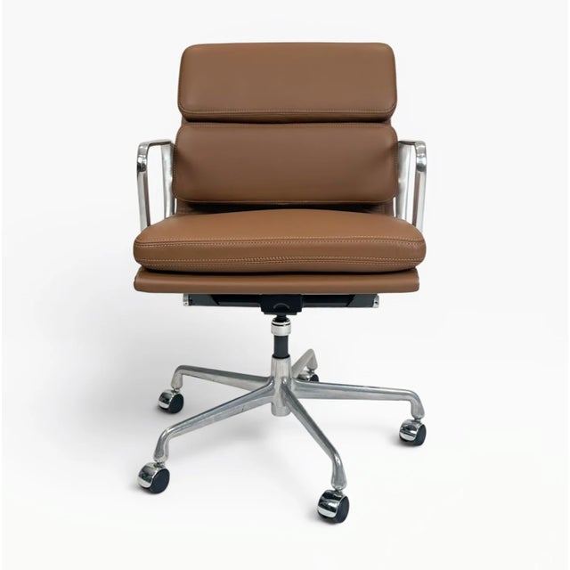 Early 21st Century Eames for Herman Miller Aluminum Group Soft Pad Management Chair - Brown Leather For Sale - Image 5 of 11