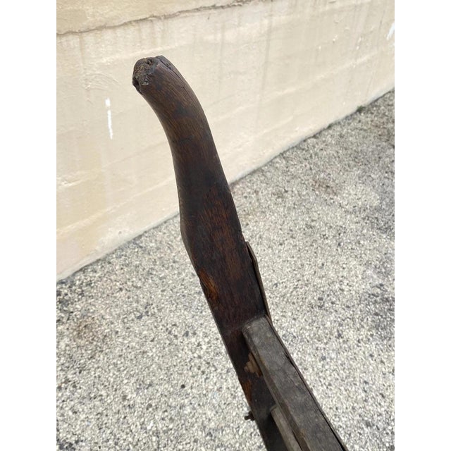 Brown Antique Industrial Vintage Oak Wood and Steel Metal Factory Hand Truck For Sale - Image 8 of 12