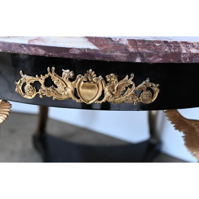 French Empire Gilt Centre Table with Lacquer Winged Maiden Legs For Sale - Image 5 of 9