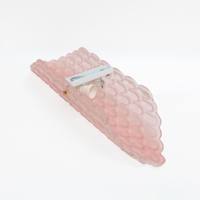 Pink Pink Murano Glass Wall Sconces with Textured Relief, 2000s, Set of 2 For Sale - Image 8 of 10