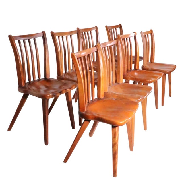 Cushman of Vermont Mid 20th Century Set of Eight Cushman Colonial Maple Dining Chairs For Sale - Image 4 of 15