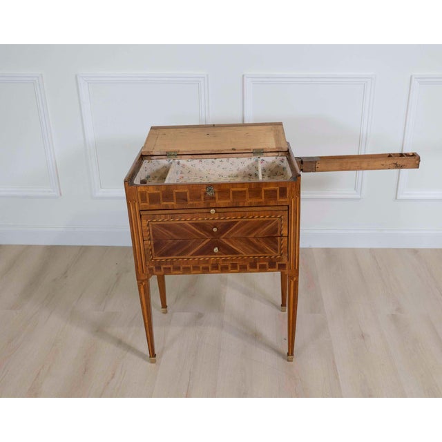 18th Century Louis XVI Marquetry Chiffonier Table For Sale - Image 4 of 15