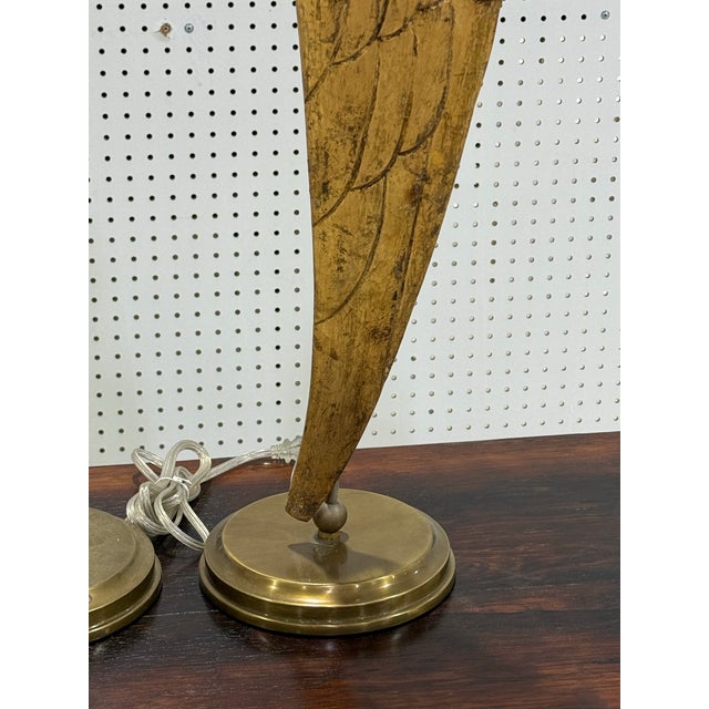 Gold 1970s Pair of Angel Wings Lamps For Sale - Image 8 of 9