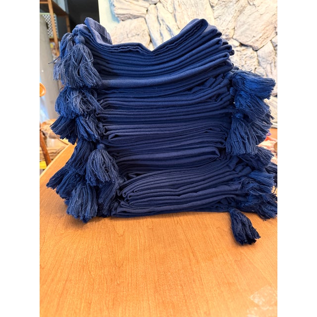 American 75 American Everhome Navy Napkins With Tassels For Sale - Image 3 of 4