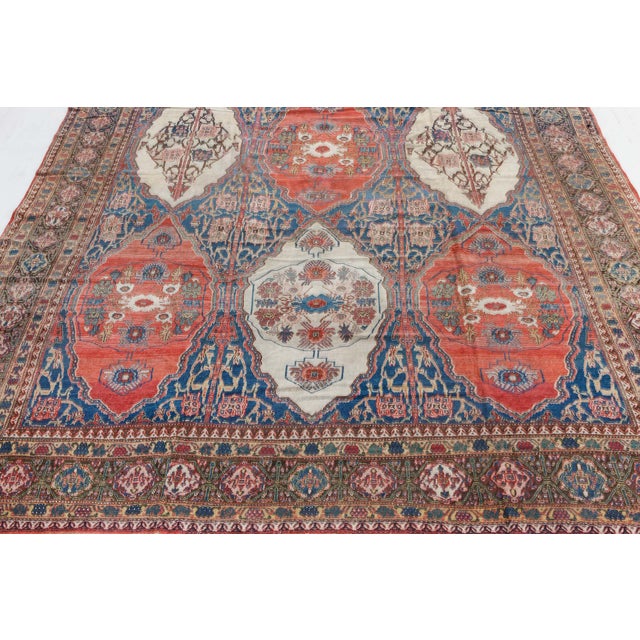 Authentic 19th Century Persian Senneh Red Handmade Wool Carpet For Sale - Image 9 of 9