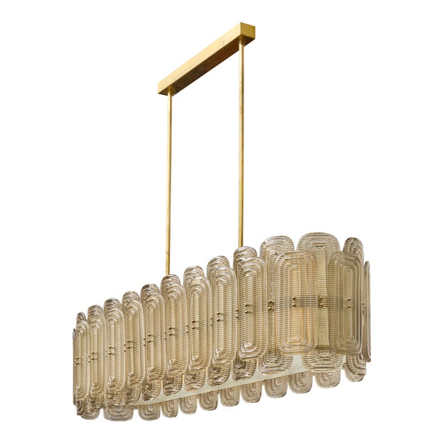 Metal Venetian Glass Chandelier, Murano, Italy, Smoked Glass and Brass For Sale - Image 7 of 9