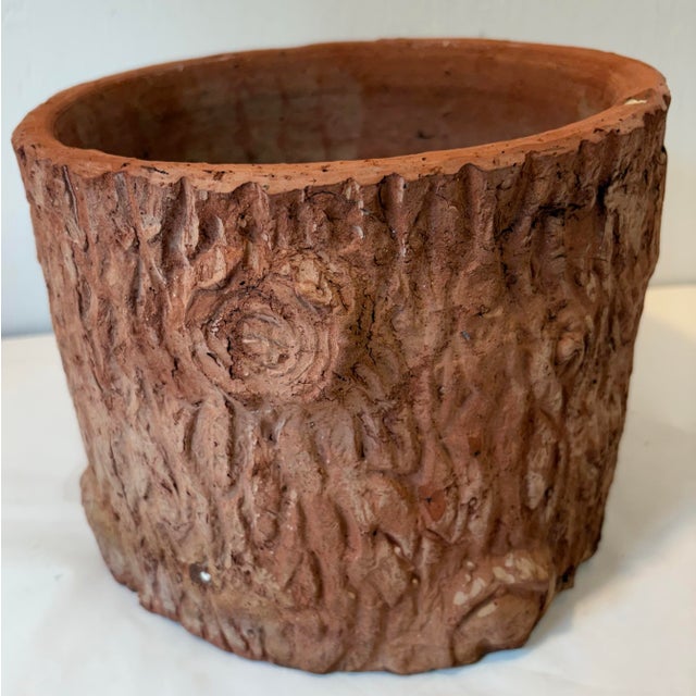 Ceramic Vintage Faux Bois Terra Cotta Planter For Sale - Image 7 of 9