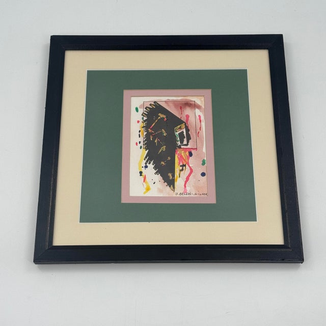 Green Original Signed Abstract Contemporary Watercolor Mixed Media Painting For Sale - Image 8 of 11