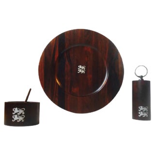 Vintage Danish Rosewood & Sterling Silver Tableware Set from Gram, Set of 4 For Sale