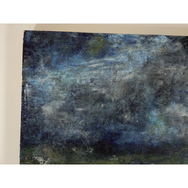 Early 21st century oil on wood panel moody impressionist wetlands landscape painting by Joan Jardine (1935–2025)...