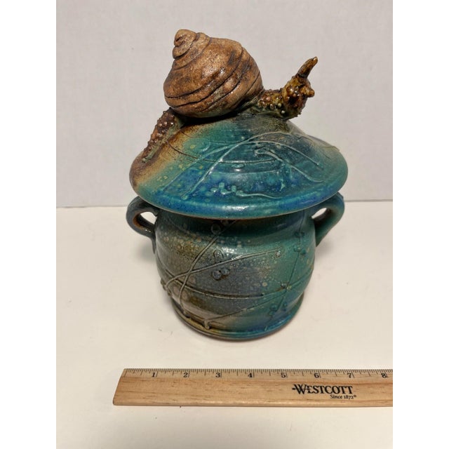 Vintage Camp Climax Pottery Mushroom & Snail Lidded Jar Signed For Sale - Image 10 of 10