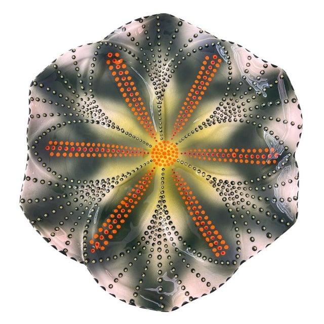 Mid-Century Modern Mid-Century Modern South African Hand-Painted Ceramic Starburst Plates - a Pair For Sale - Image 3 of 11