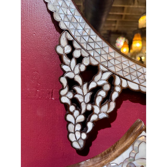 1990s 1990s Oval Shaped White Mother of Pearl Inlaid Mirror For Sale - Image 5 of 6