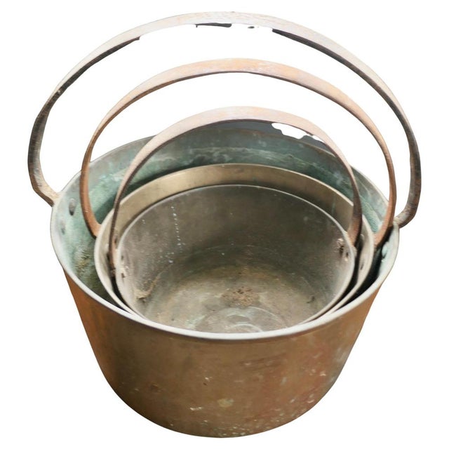 Metal Antique Brass Cooking Pots, 1800s, Set of 3 For Sale - Image 7 of 7