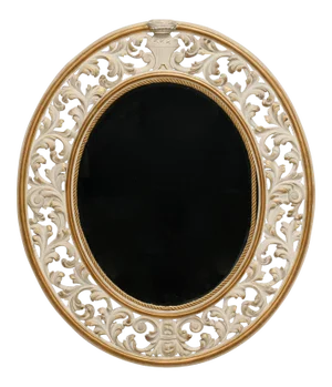 Italian Oval White Reticulated Framed Wall Mirror