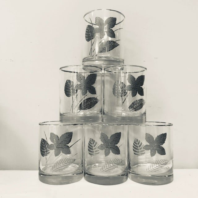 Glass Mid-Century Libbey Silver Leave Glasses - Set of 6 For Sale - Image 7 of 7