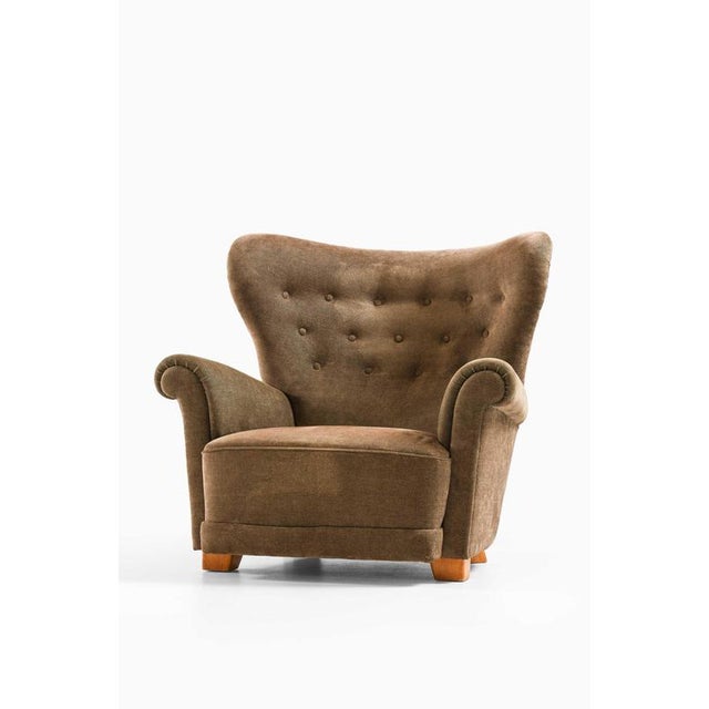 Elias Svedberg Scandinavian Modern Easy Chair in Birch and Fabric by Elias Svedberg, 1940s For Sale - Image 4 of 10