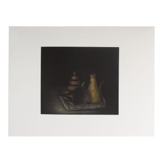 Signed “Oil Vessel” Artist’s Proof Mezzotint Print by Tomoe Yokoi For Sale
