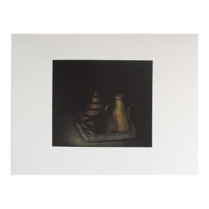 Signed “Oil Vessel” Artist’s Proof Mezzotint Print by Tomoe Yokoi