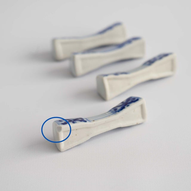 Vintage Blue & White Porcelain Chopstick Rests - Set of 4 For Sale - Image 10 of 10
