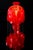 Vintage red three-tier capiz shell hanging chandelier in good, working condition. Total Height: ~60" with chain