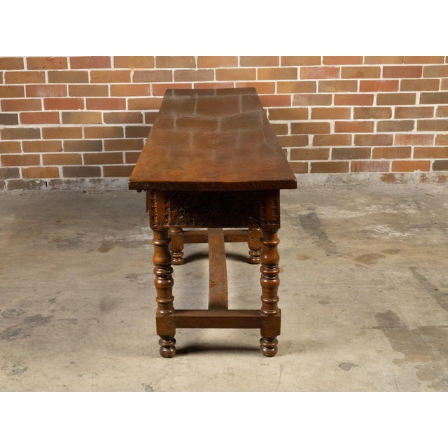 Spanish Colonial 18th Century Walnut Table with Four Richly Carved Drawers For Sale - Image 10 of 12