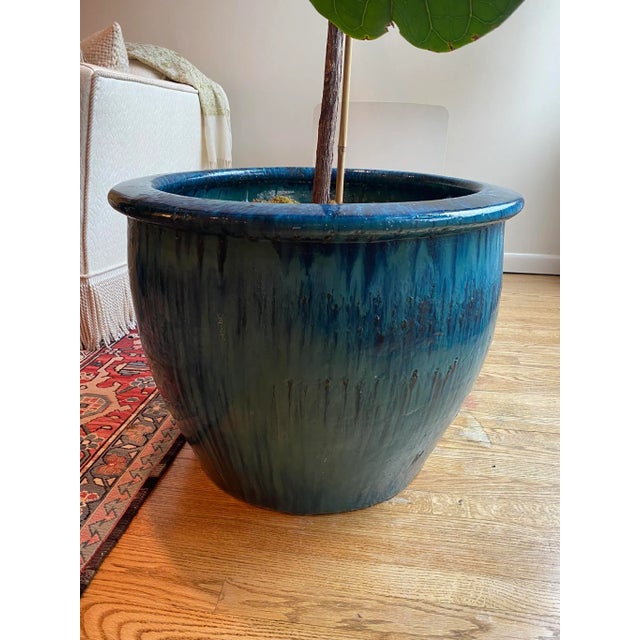 Vintage Handpainted Large Glazed Ceramic Planter from Thailand purchased from The Golden Triangle in Chicago, beautiful...