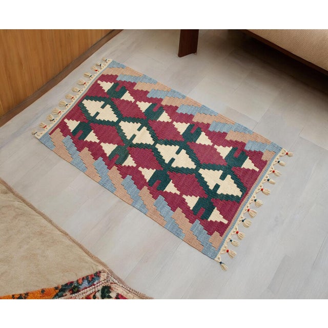 Hand Woven Colorful Kilim Small Rug For Sale - Image 4 of 12