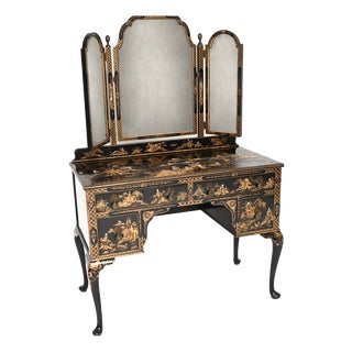 Antique Lacquered Chinoiserie Dressing Table, 1900 For Sale